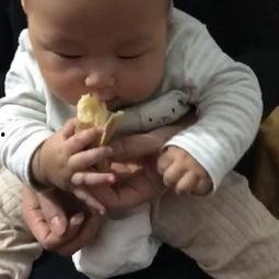 五个月宝宝吃瓜视频,萌态十足！